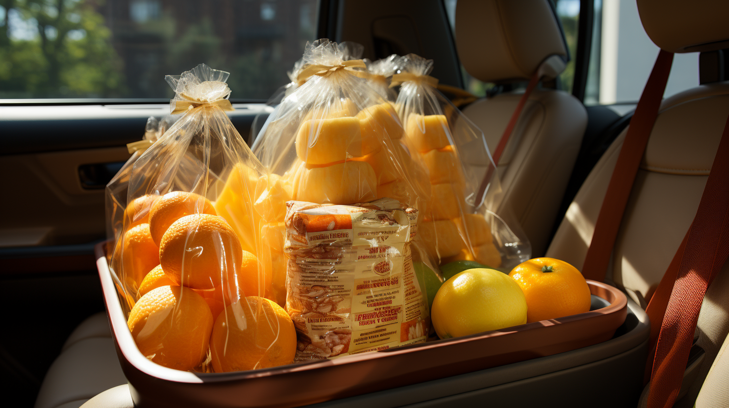 Shopping bag with vegetable oil bottles