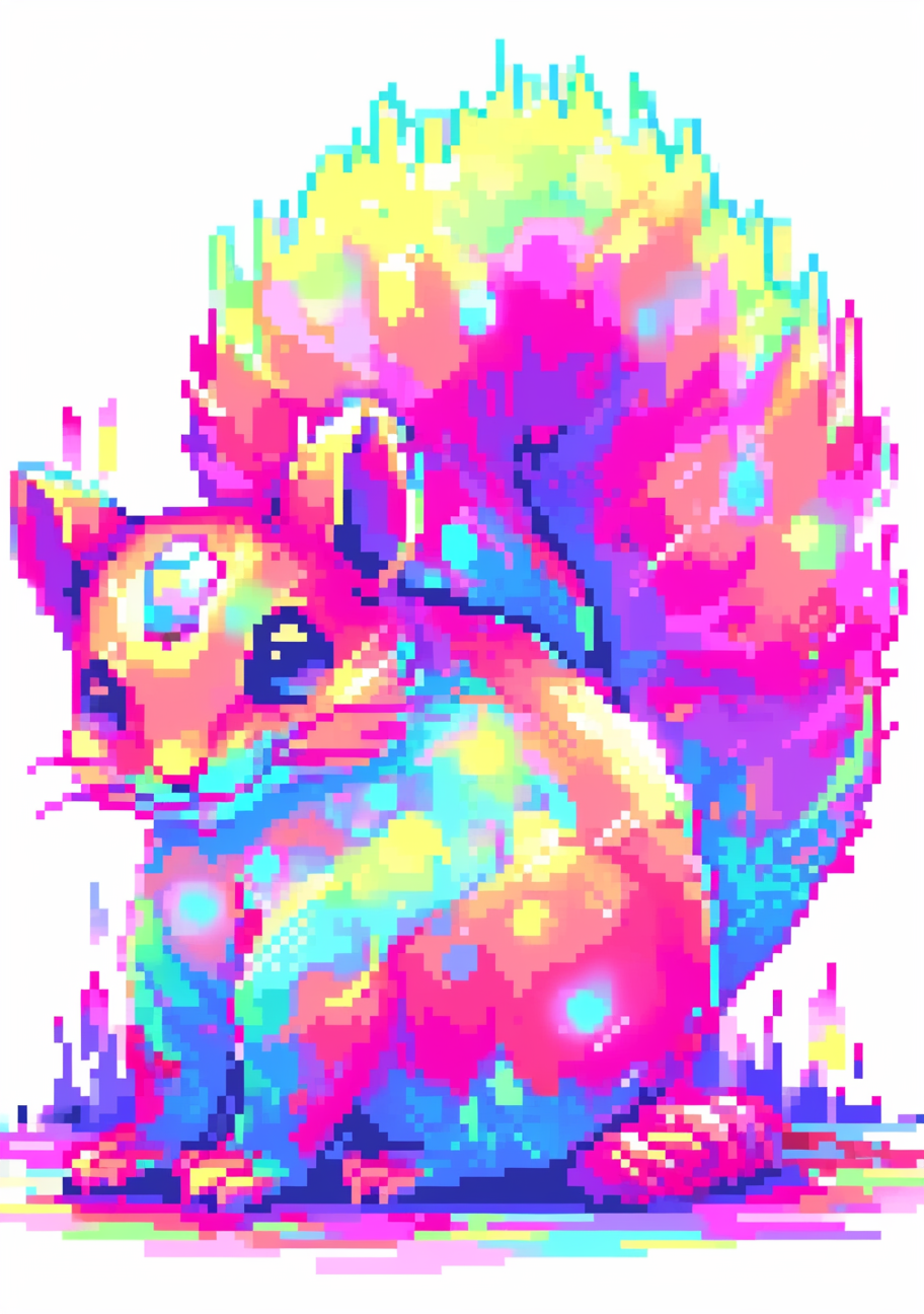 Detailed brown squirrel pixel art sticker