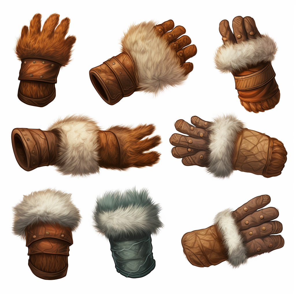 Brown woolly mittens on a white background