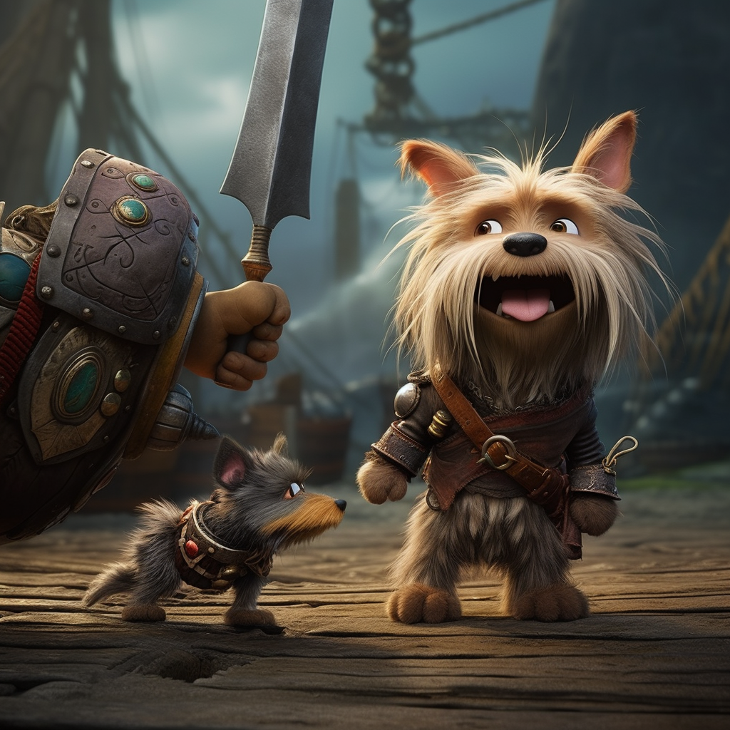 Brave Brown Yorkie defeats Viking in epic duel