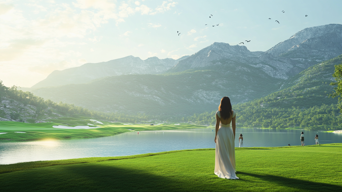 Brown lady walking on green grass