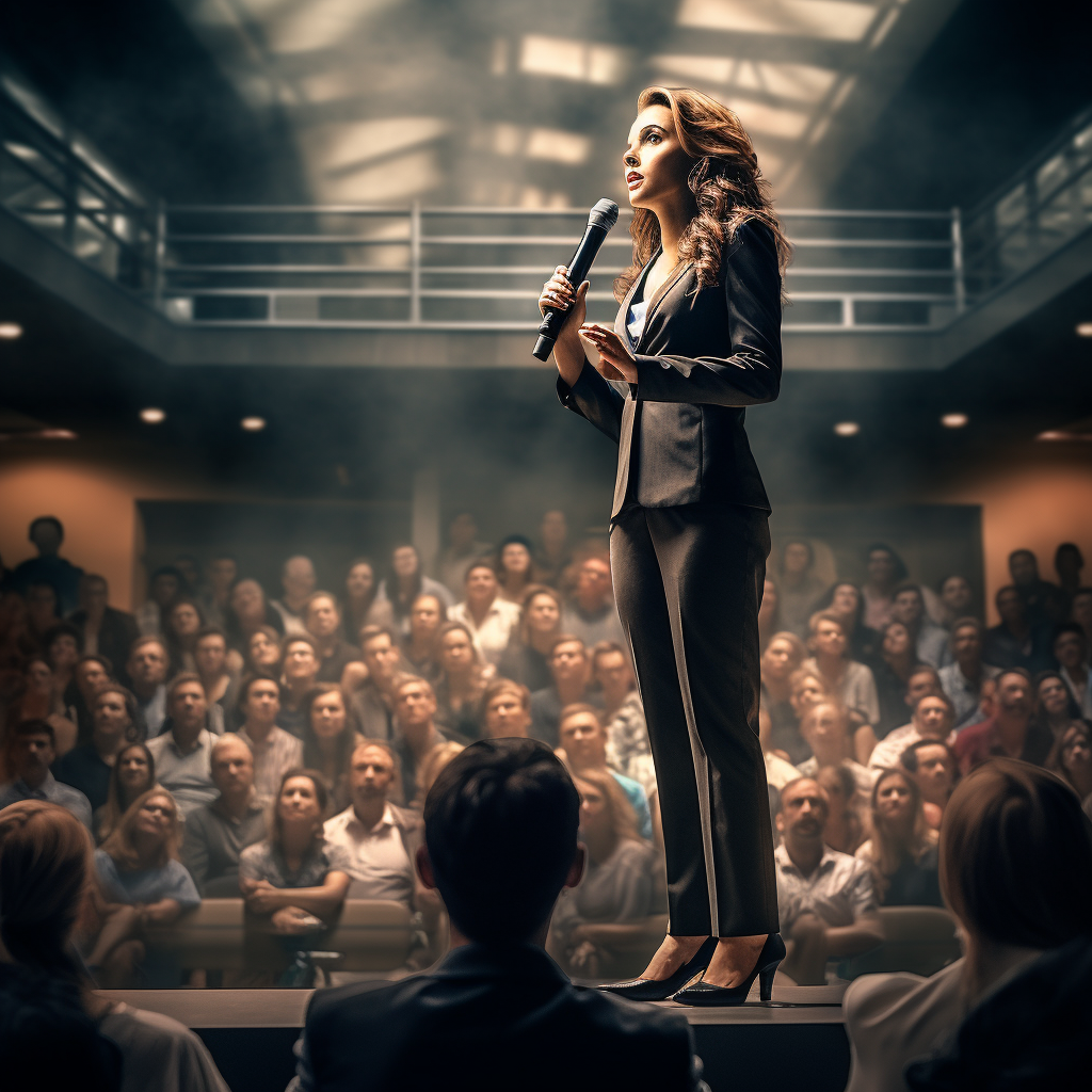 Confident businesswoman presenting to an audience