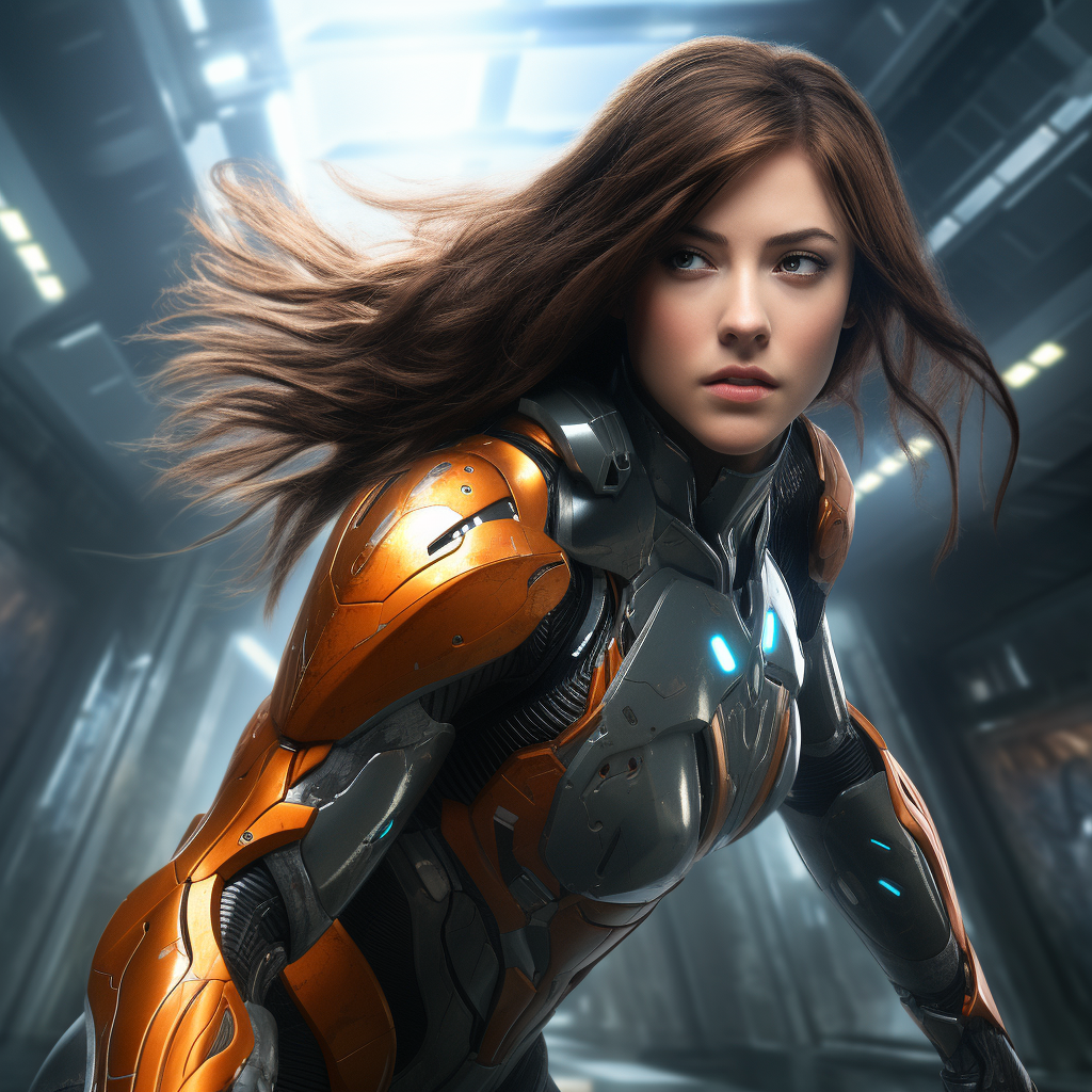 Brunette Samus with Long Flowing Hair