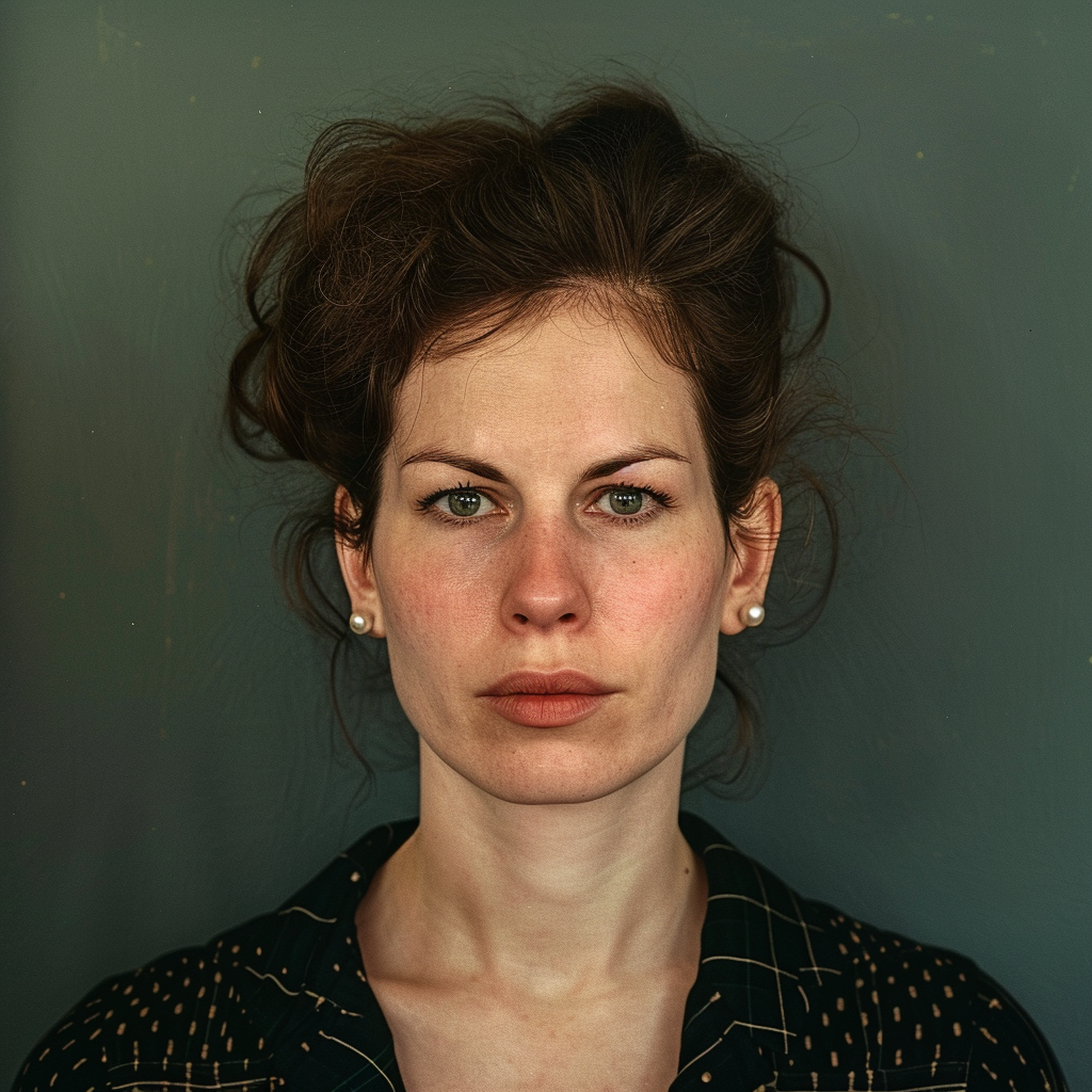 Brunette woman with pearl earrings