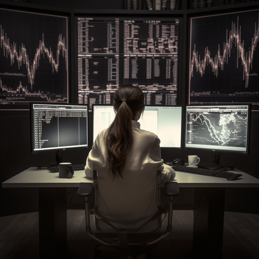 Stylish Business Girl Sitting at Desk