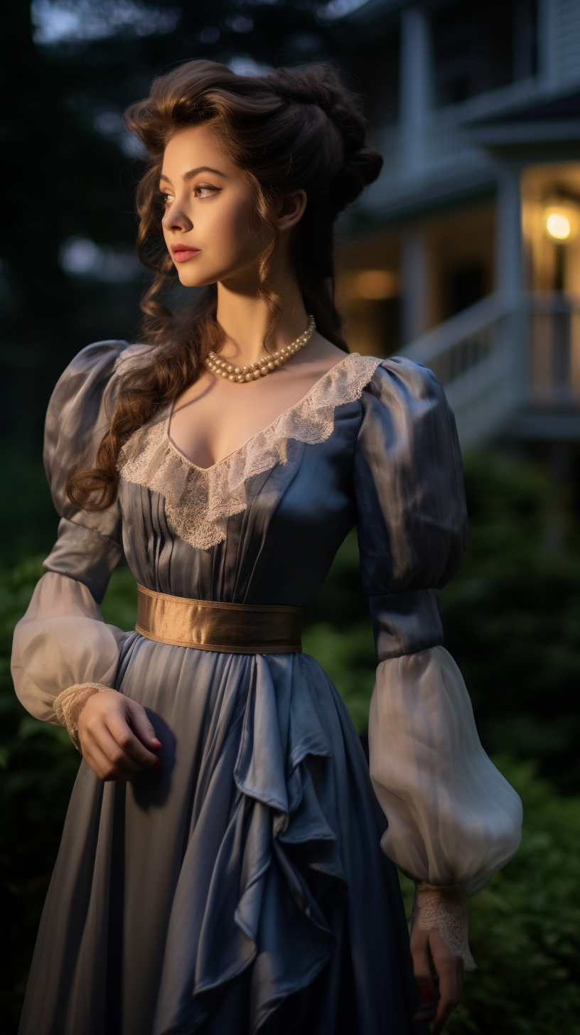 Beautiful Gibson girl in vintage dress