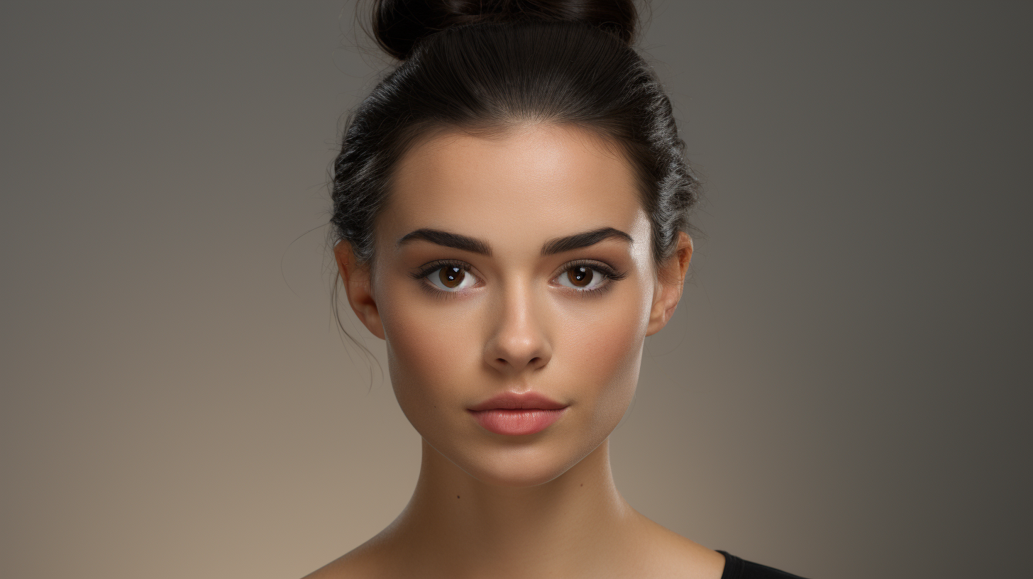 Beautiful brunette girl with bun hair