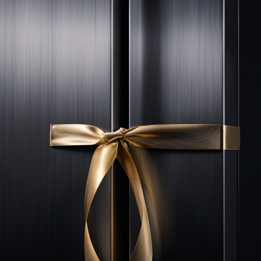 Close up brushed steel door ribbon