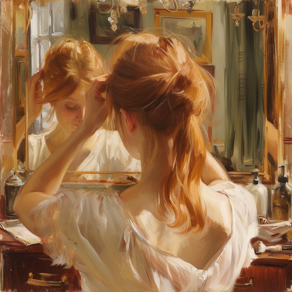 Woman brushing her hair