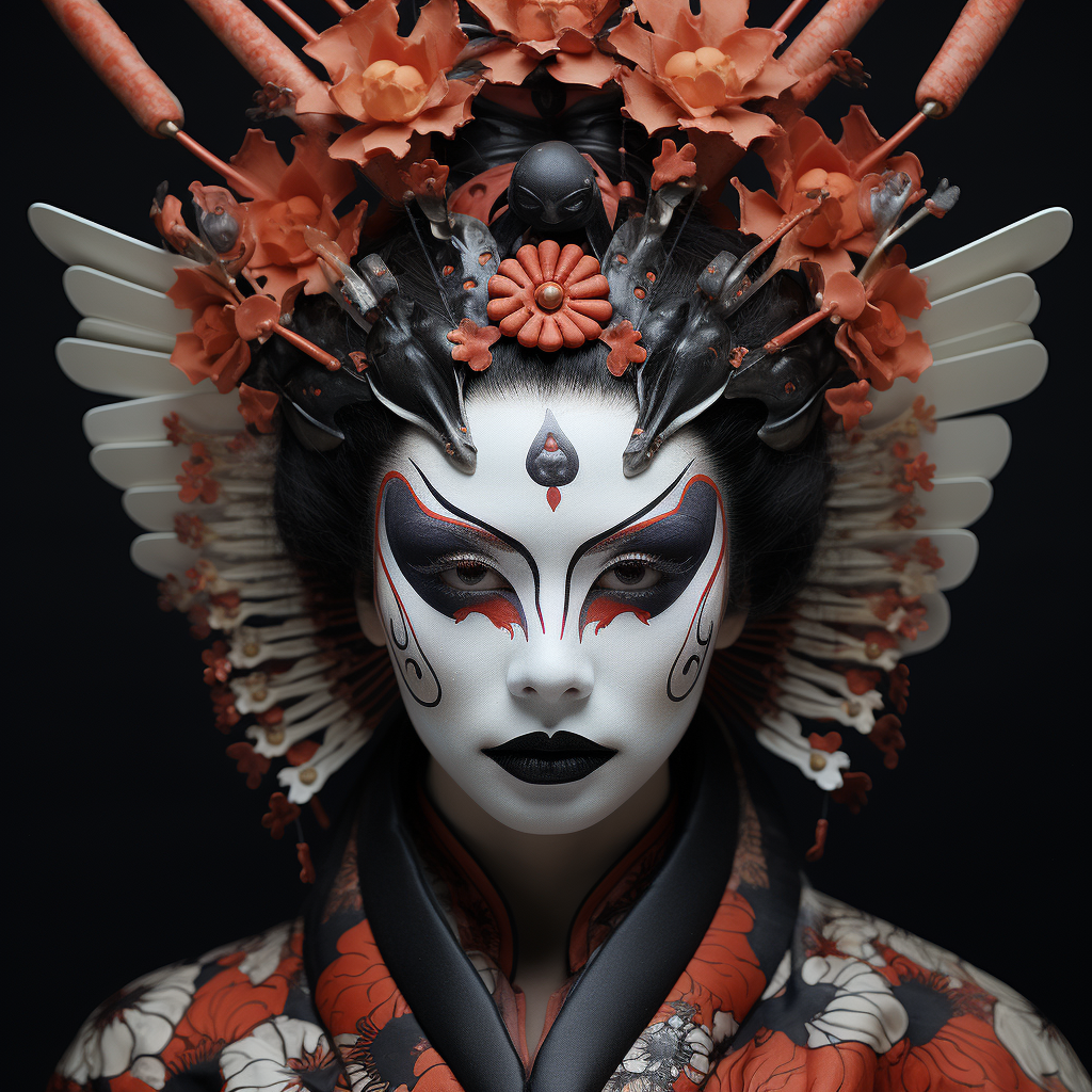 Striking kabuki performance with intensity