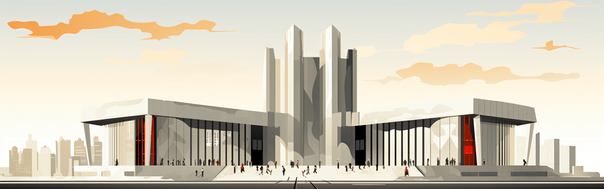 Vector illustration of a brutalist monument