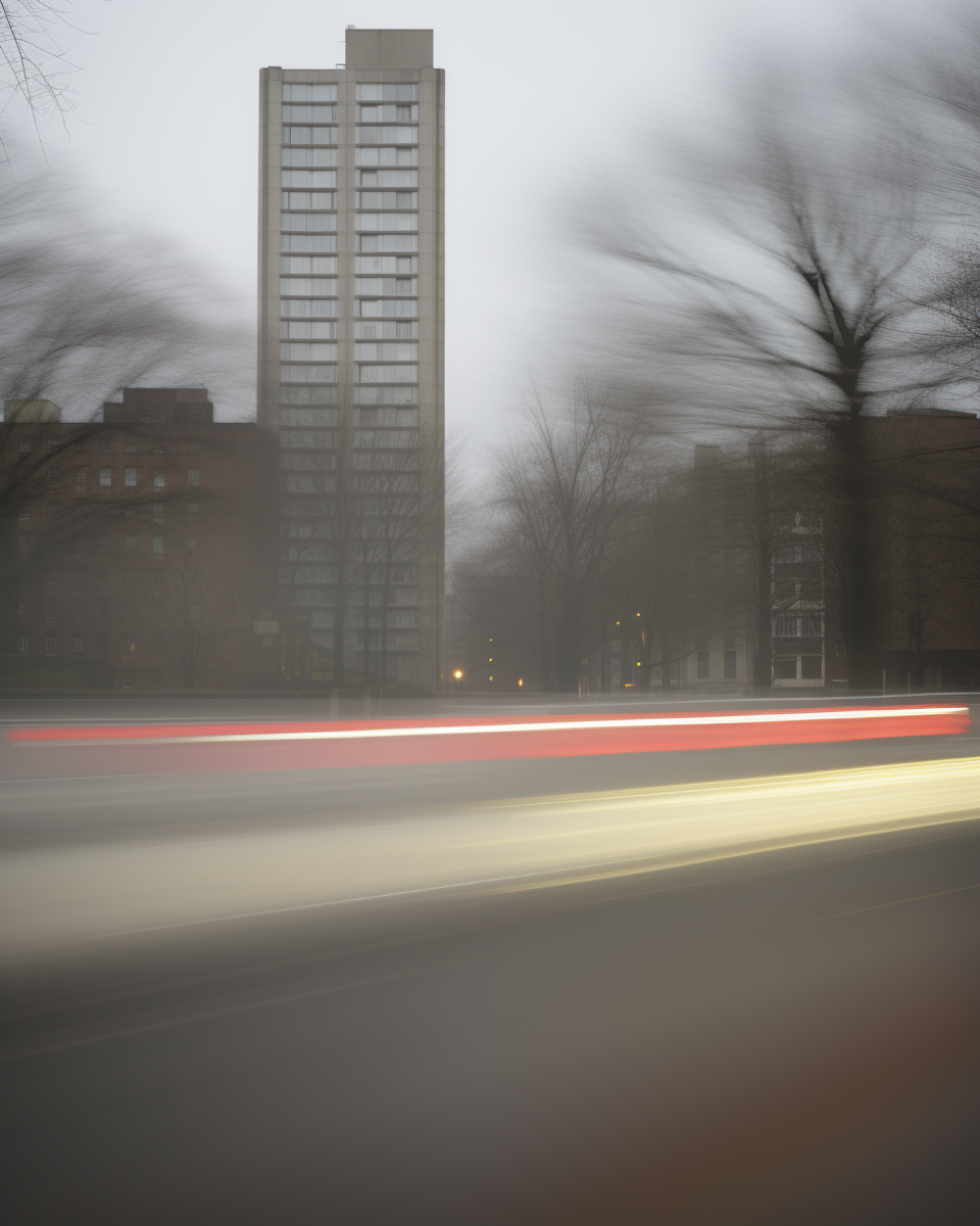 Abstract blurry brutalist architecture