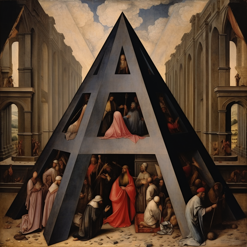 Brutalist pyramid descent from the cross by Rogier van der Weyden