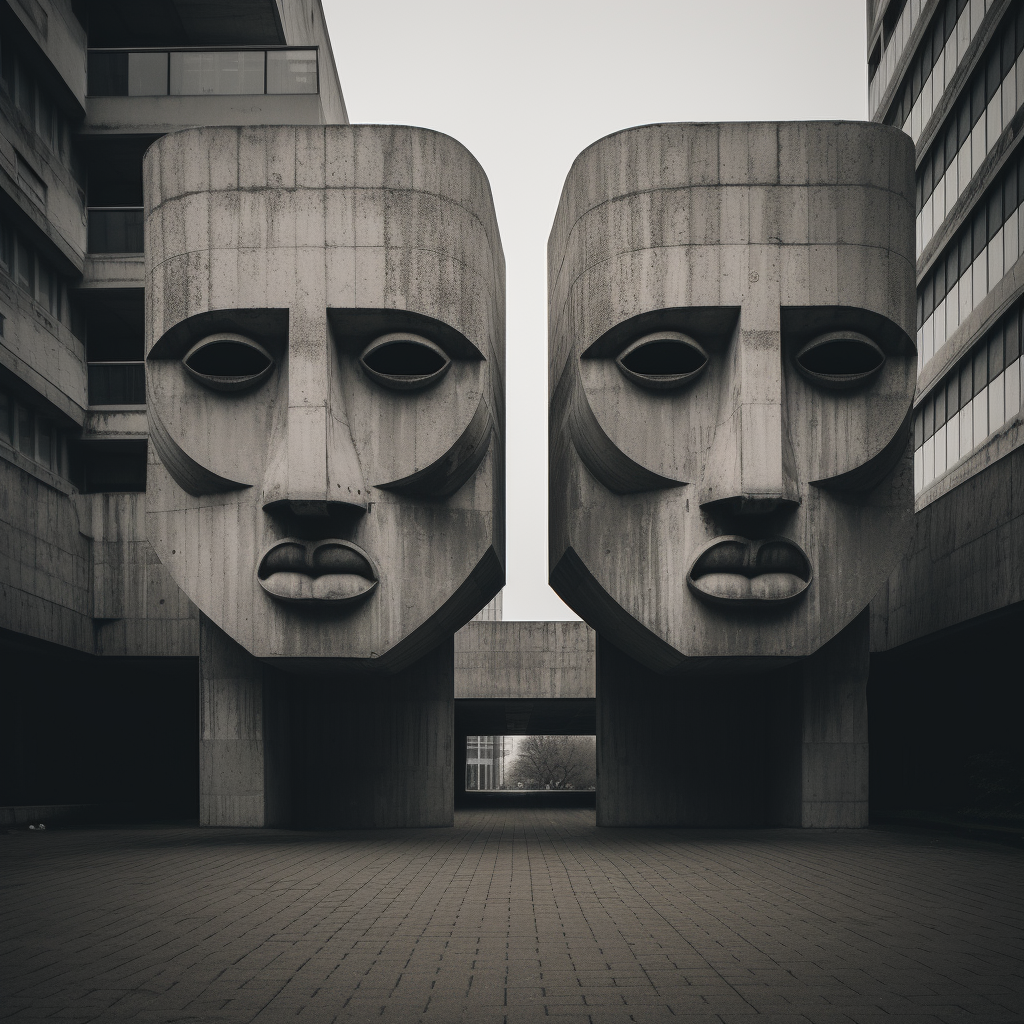 Surreal Brutalist Faces Architecture Amalgamation