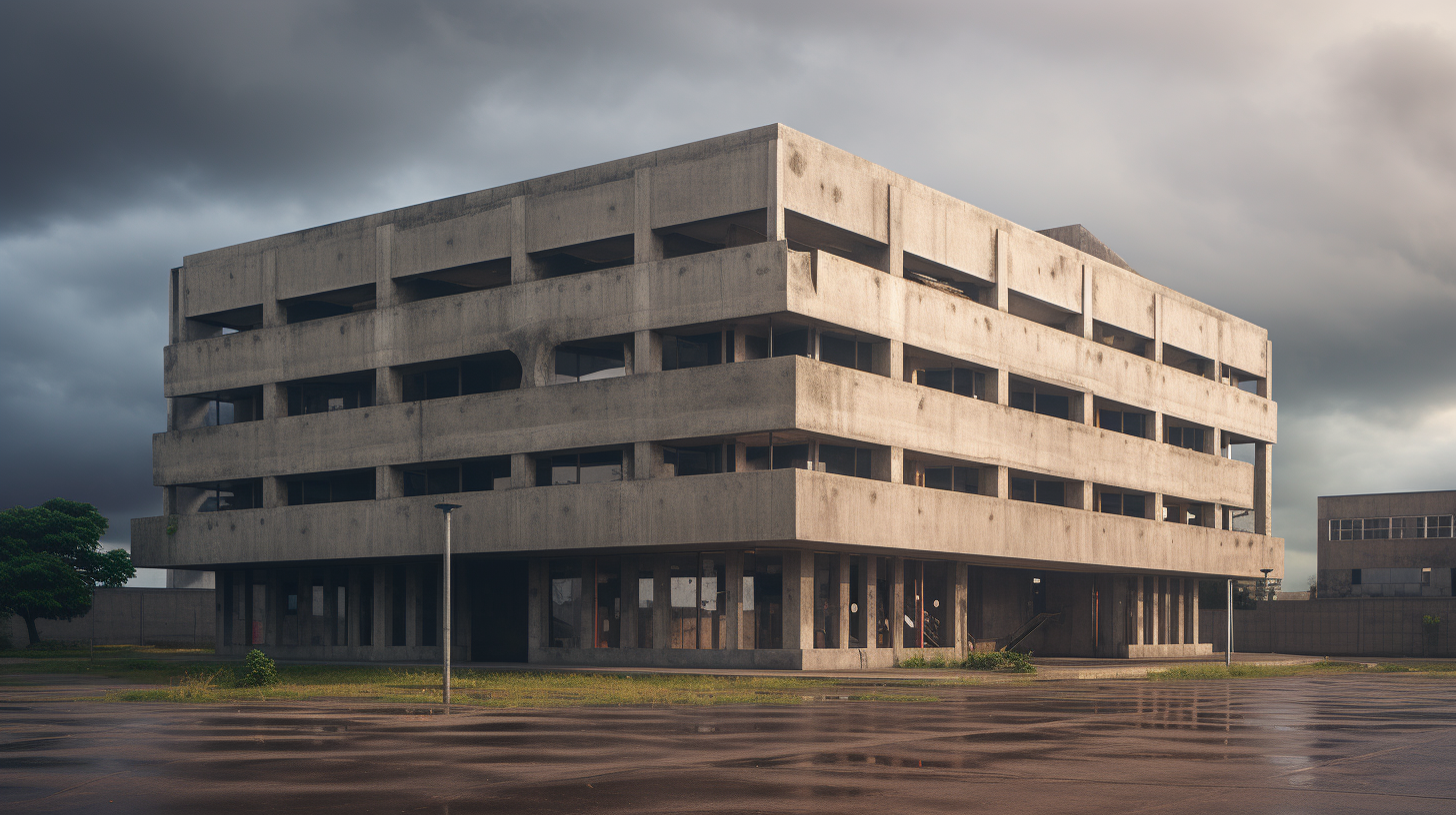 Brutalist School Building Latinamerican Facade