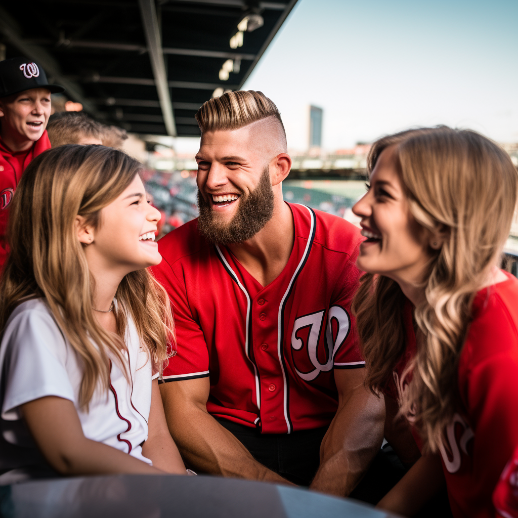 Bryce Harper's Family Laughing with a Man in a Graphic Tee