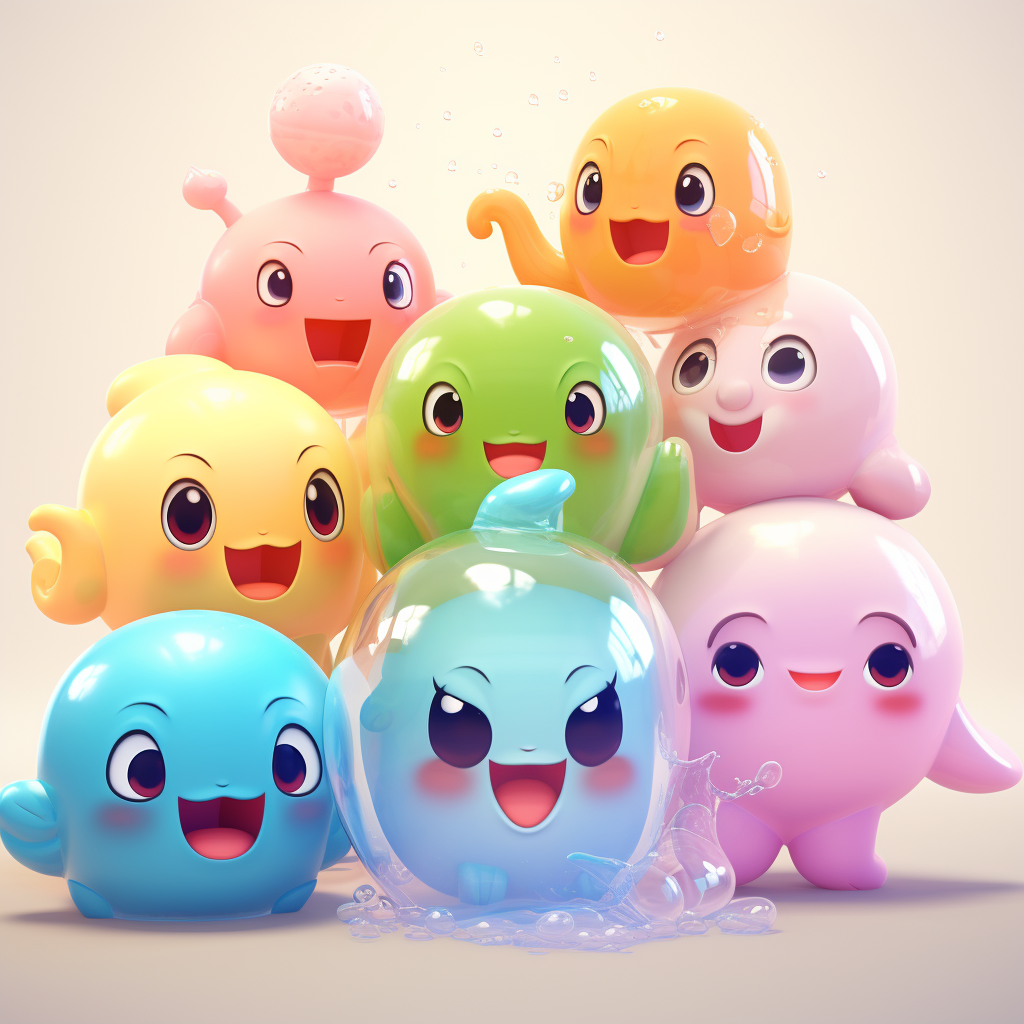 Bubble Characters in Cute Colors