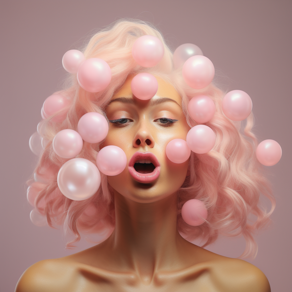 Bubble gum on white background with realistic photoshoot