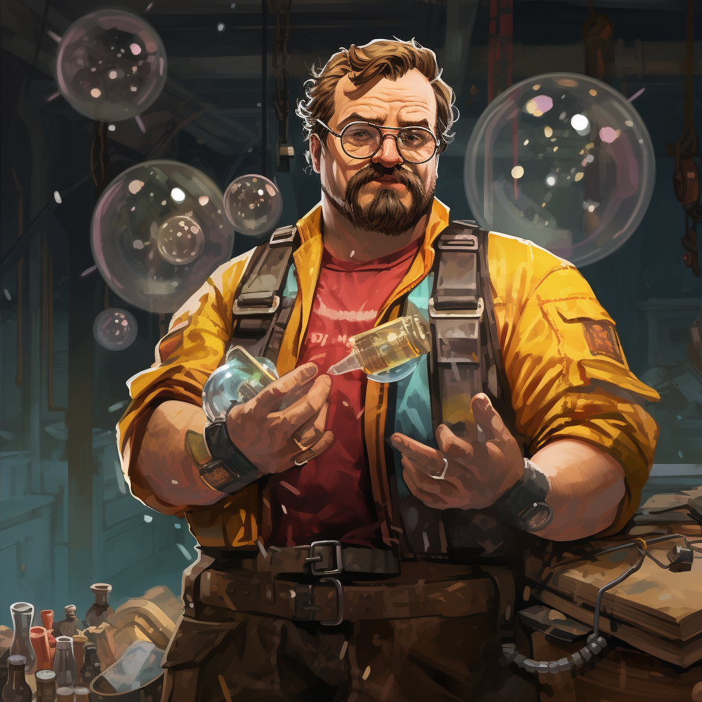 Bubbles the Artificer with his tools