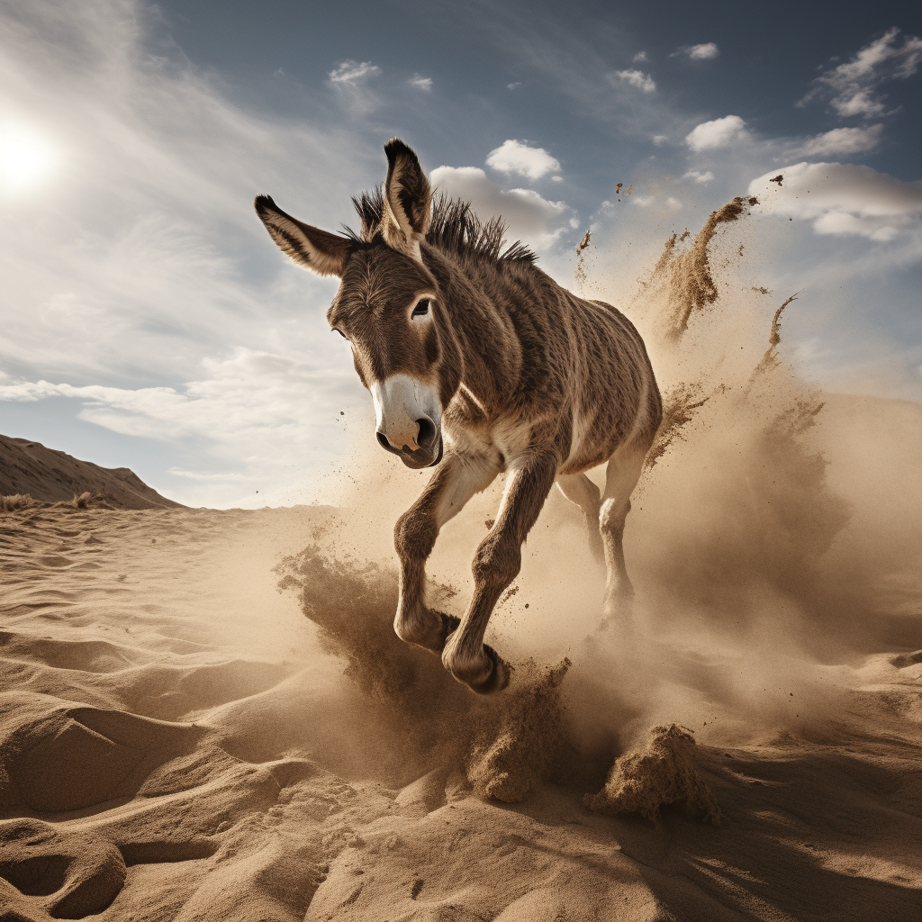 Bucking Donkey in Desert