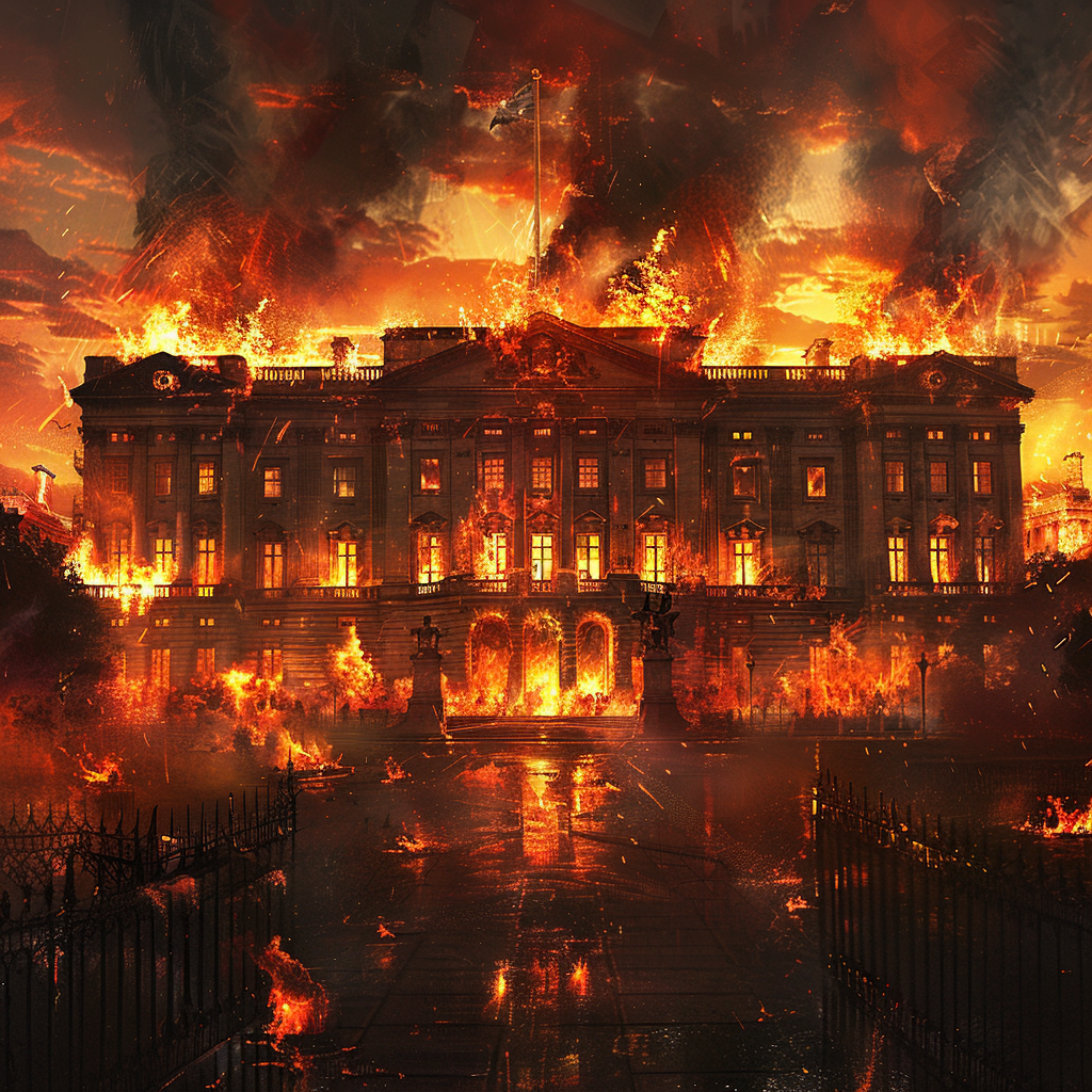 Buckingham Palace on Fire Realistic