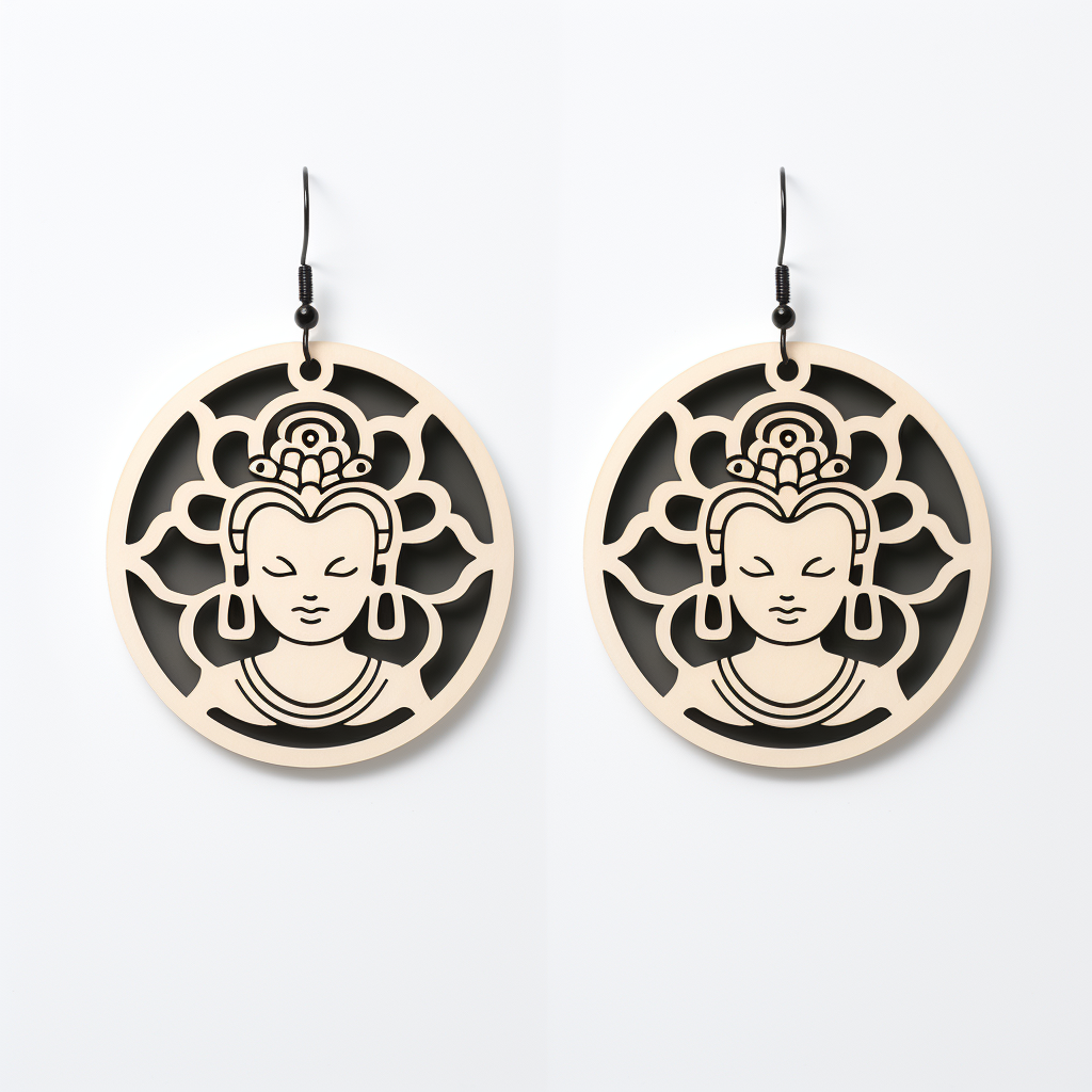 Black and White Buddhism Earring