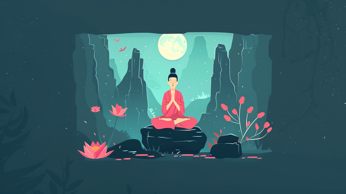 flat character illustration buddhist person