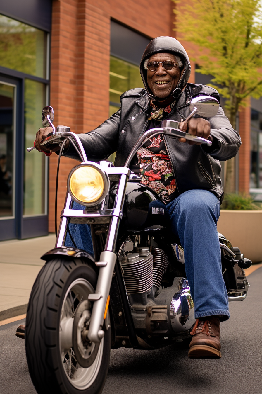 Buddy Guy riding Harley in New York