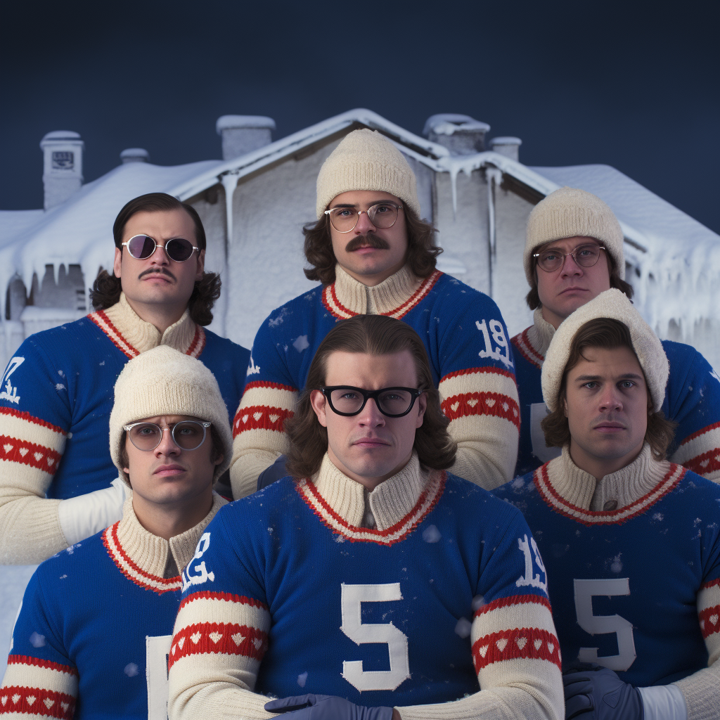 Buffalo Bills Football Team in Wes Anderson Style