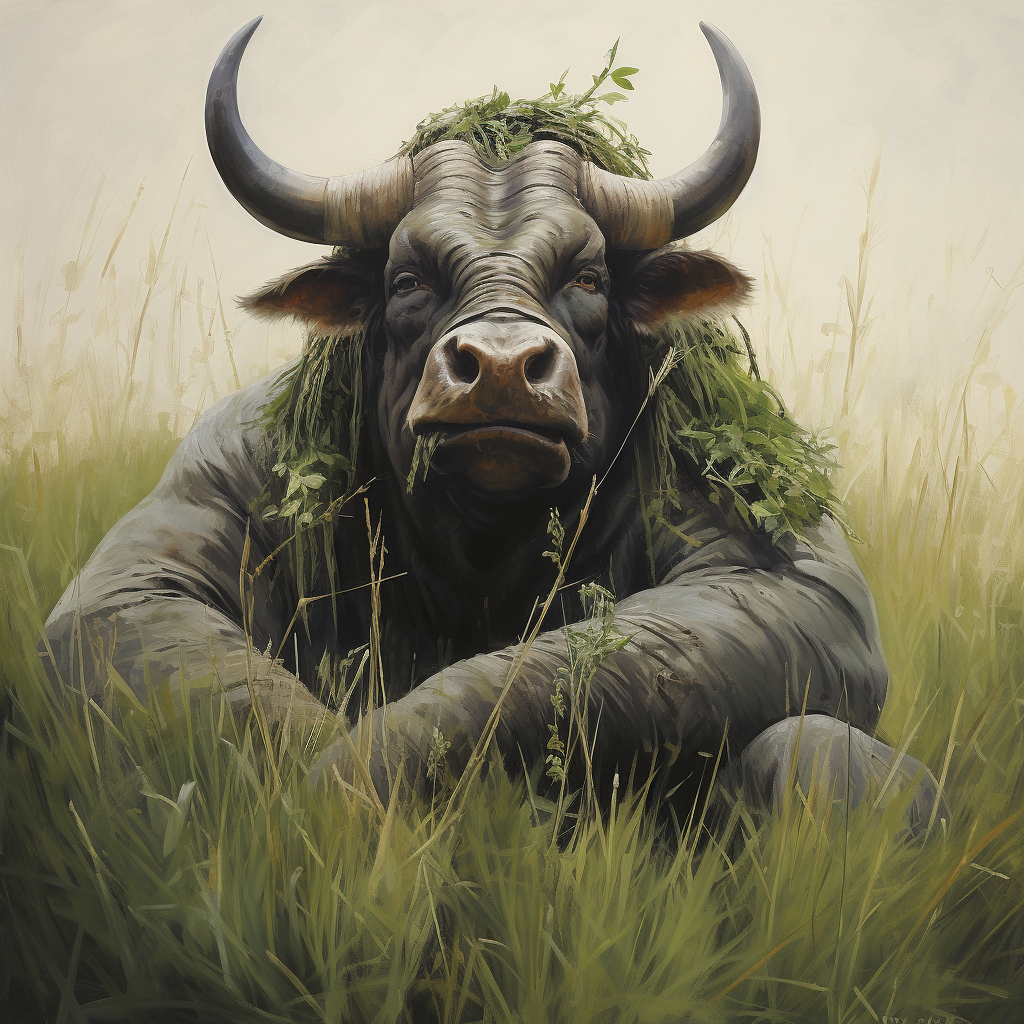 Buffalo eating grass