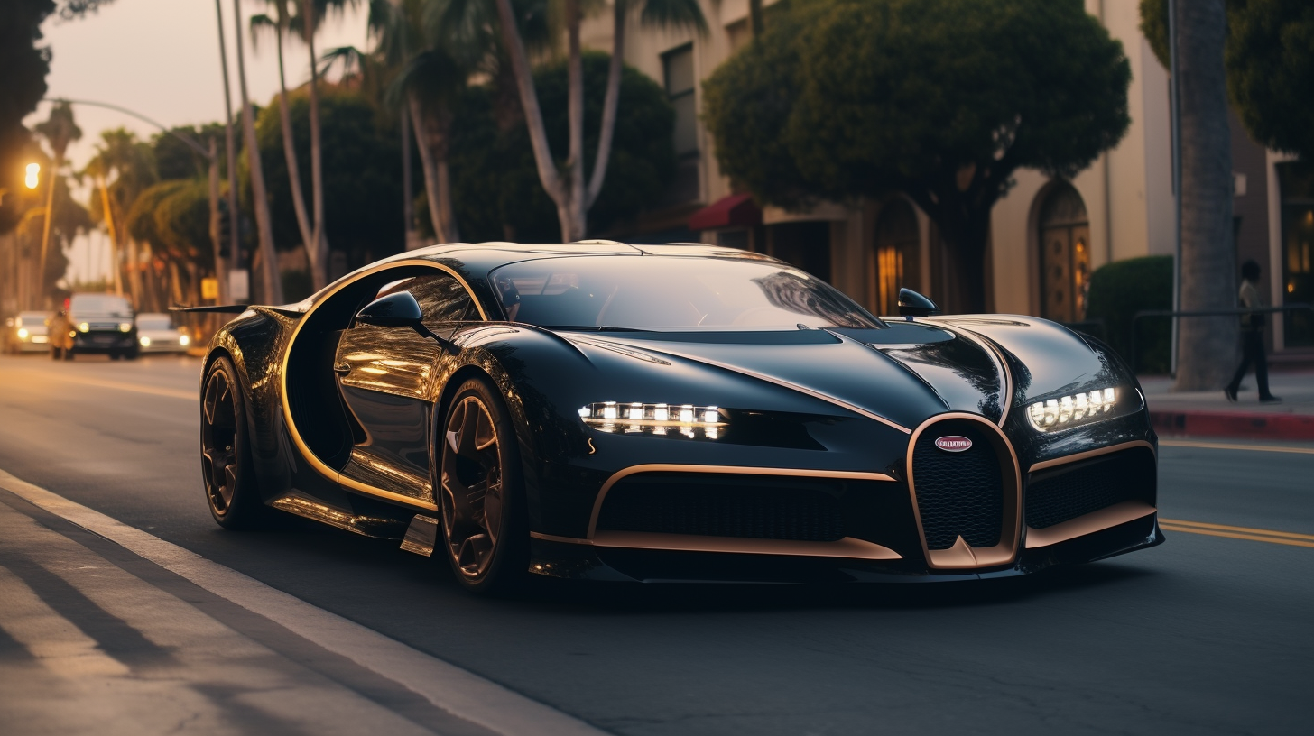 Hyperrealistic Bugatti on Beverly Hills Road