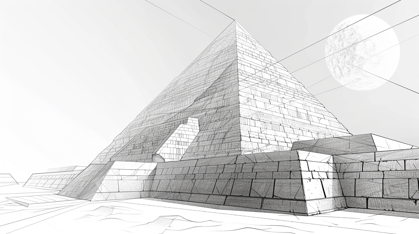 Pyramid building process illustration