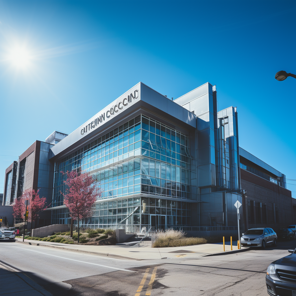 Building sign at medical device manufacturing site