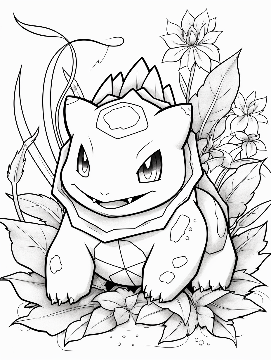 Bulbasaur coloring page with vine whip move