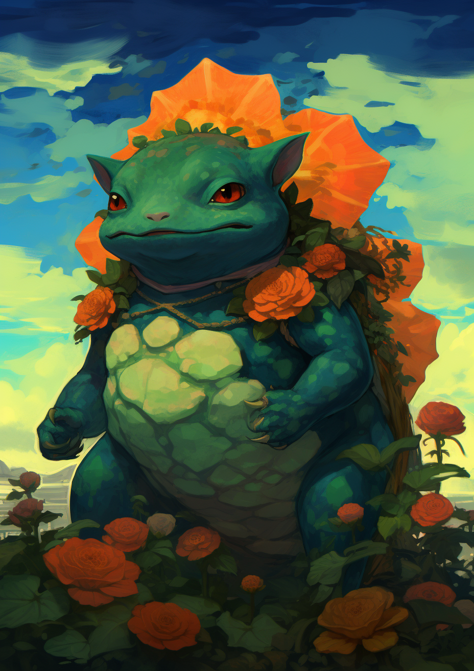 Artistic Bulbasaur in Gauguin Style