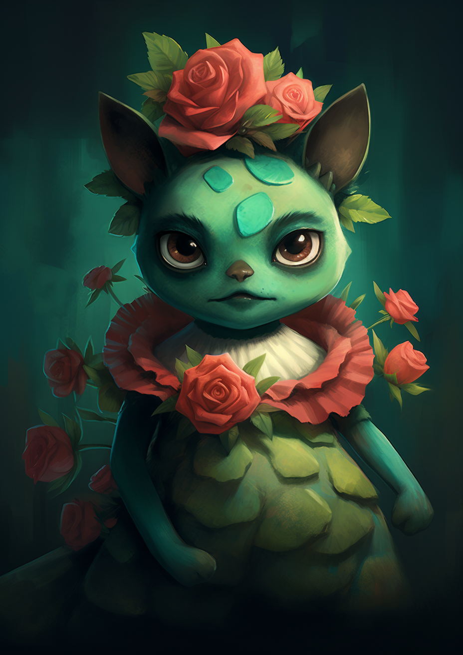 Bulbasaur in Frida Khalo style