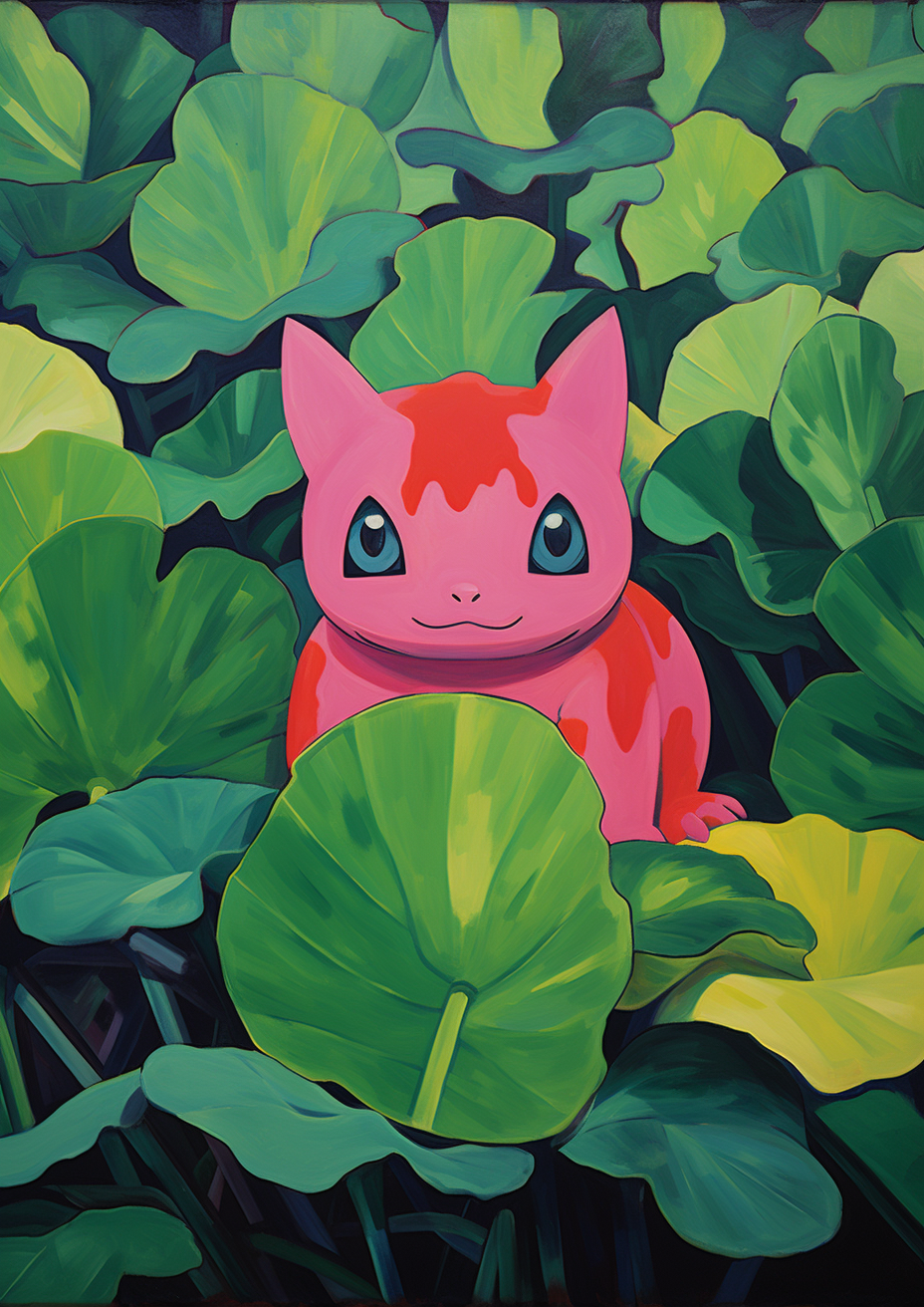 Colorful Bulbasaur in art style