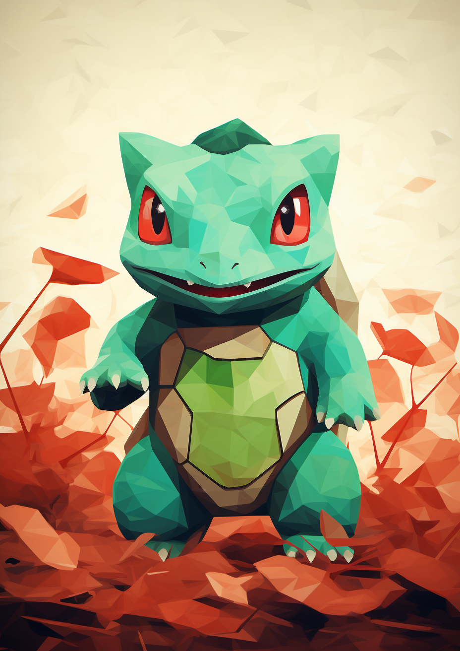 Minimalist Cubism Bulbasaur Pokemon