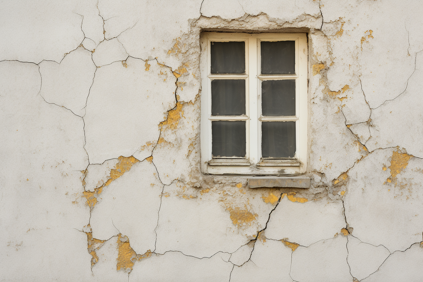 Gold-filled cracks on Bulgarian house facade