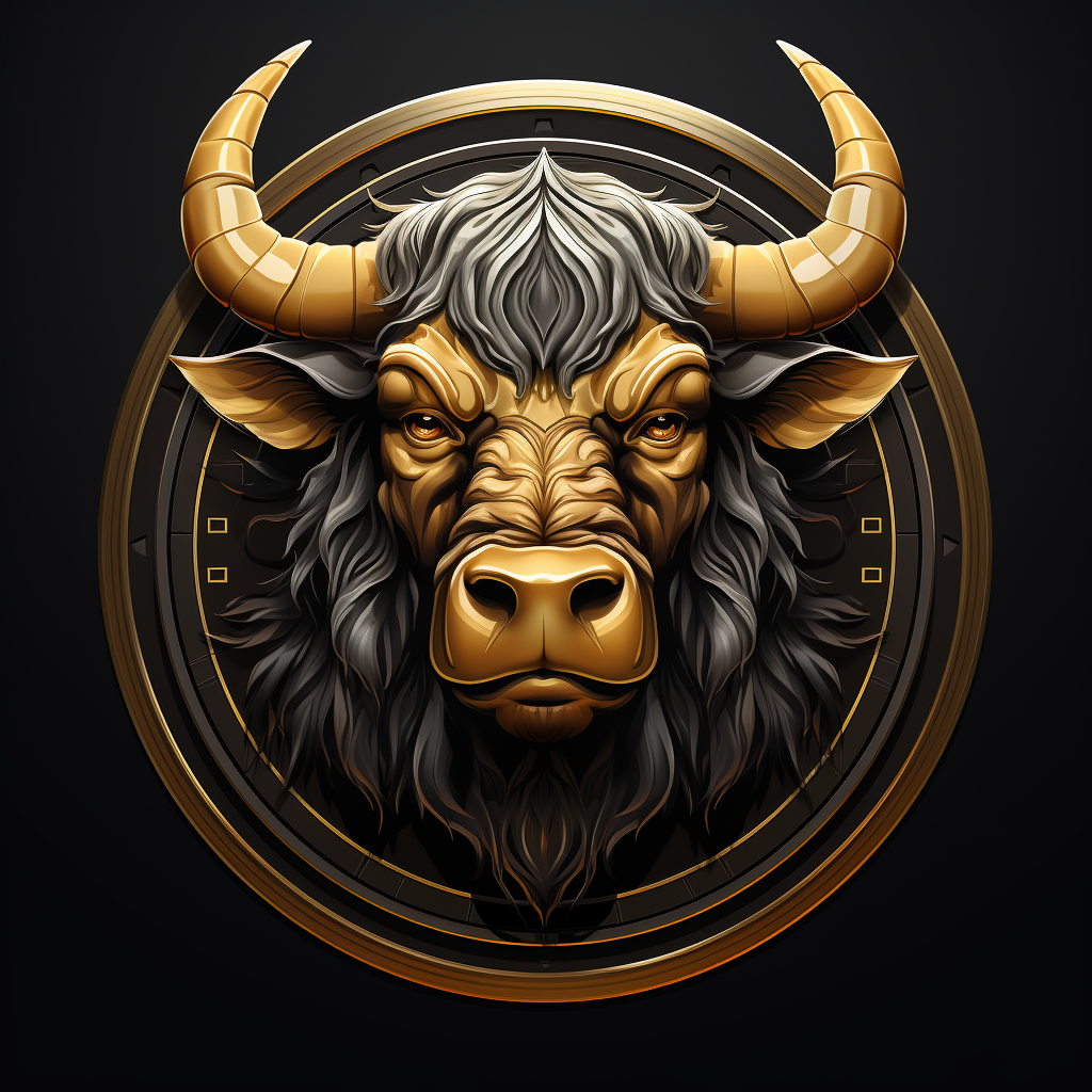 Bull Coin Vector Logo on Black Background