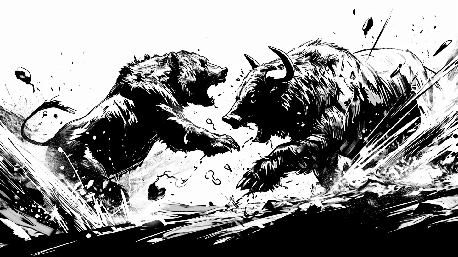 Bull fighting bear sketch art game