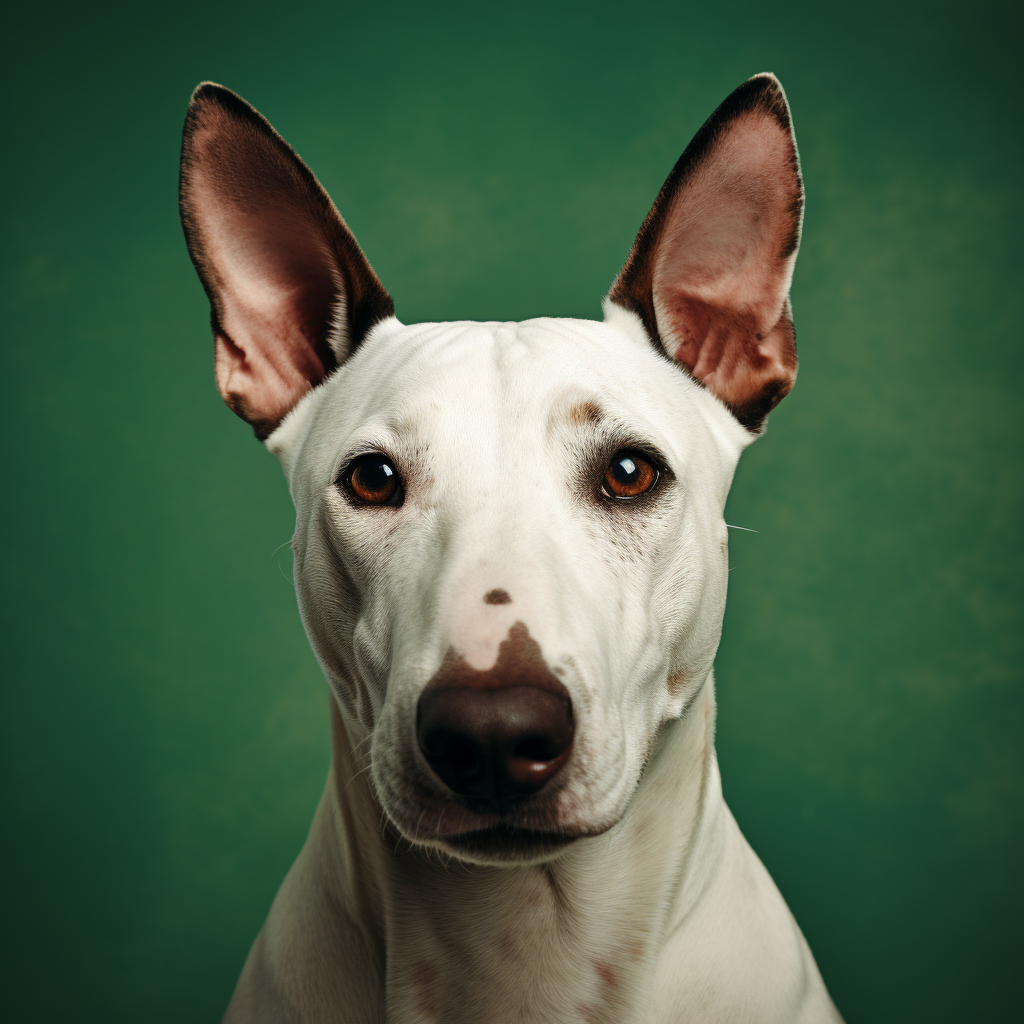 Bull Terrier with captivated gaze