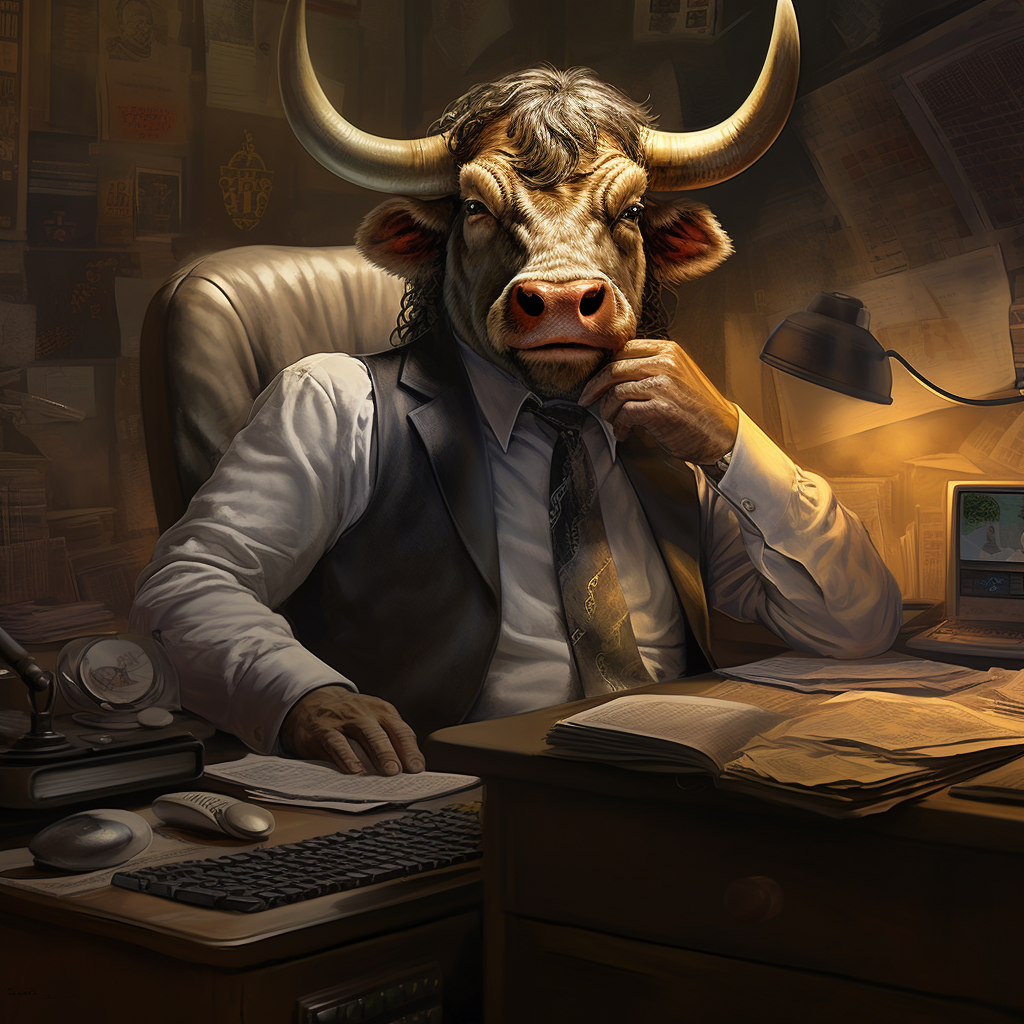 Realistic bull trader illustration