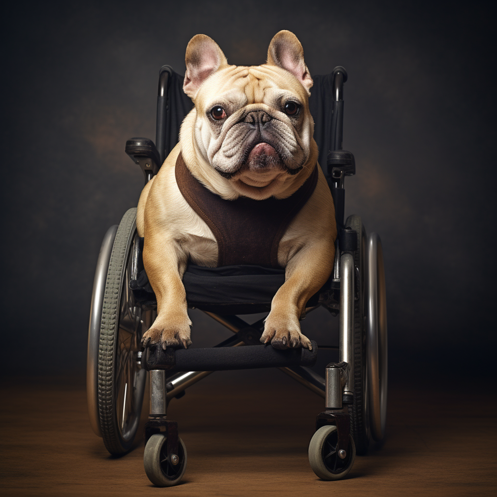 Cute Bulldog in Wheelchair