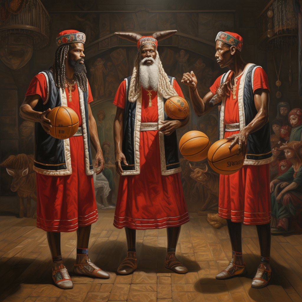 Nativity scene with Bulls basketball theme