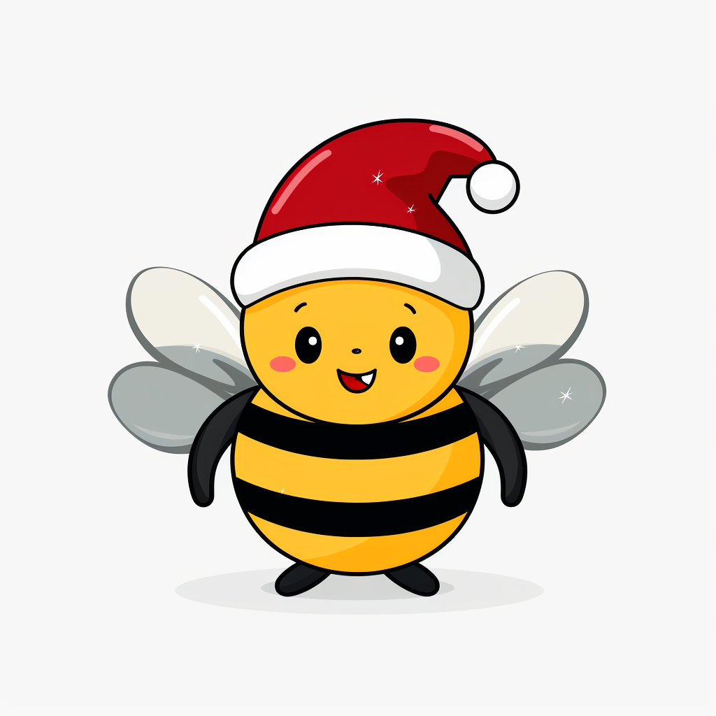 Cute Bumble Bee with Christmas Hat