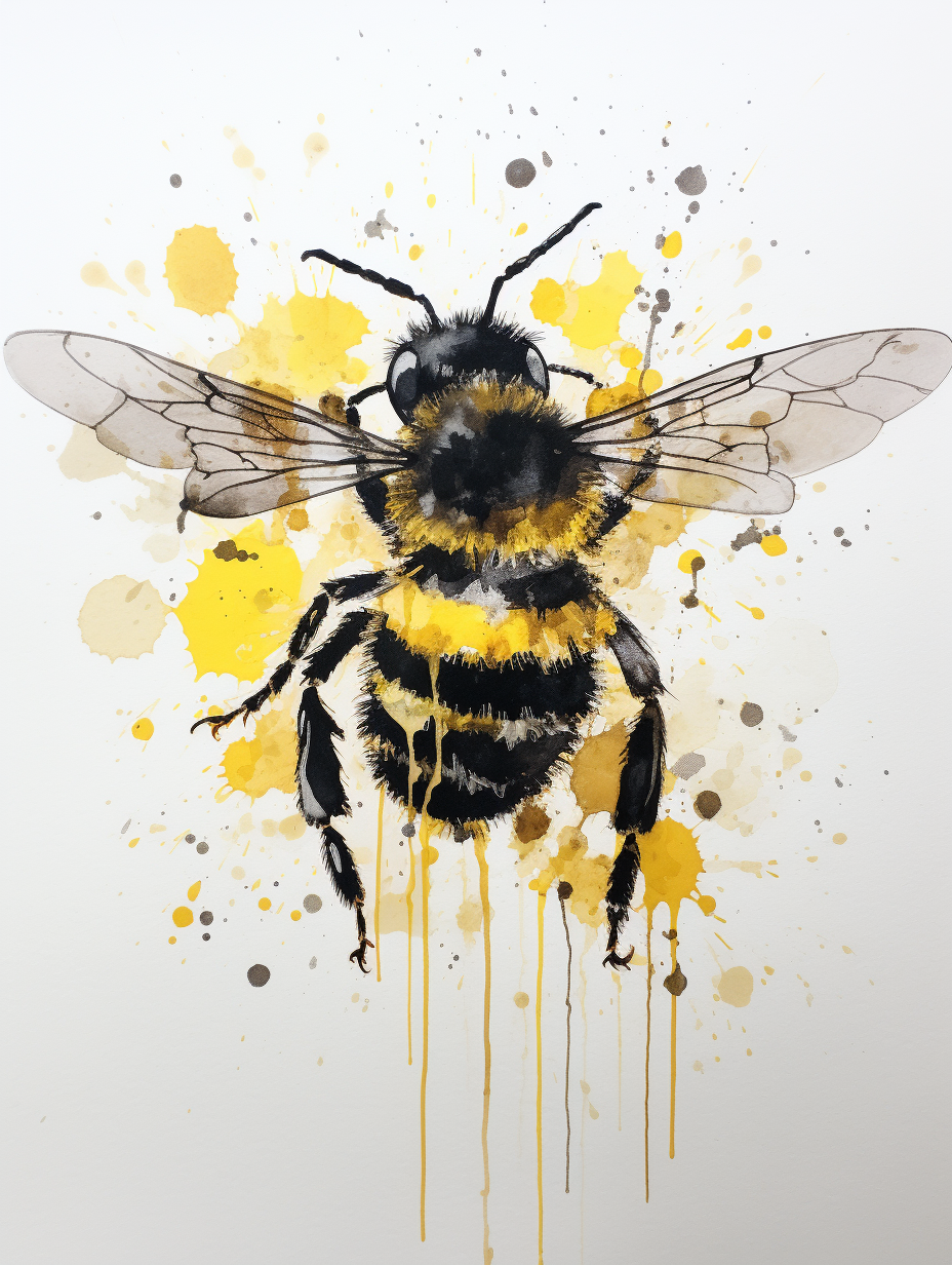 Bumblebee Stencil Yellow Abdomen White Background