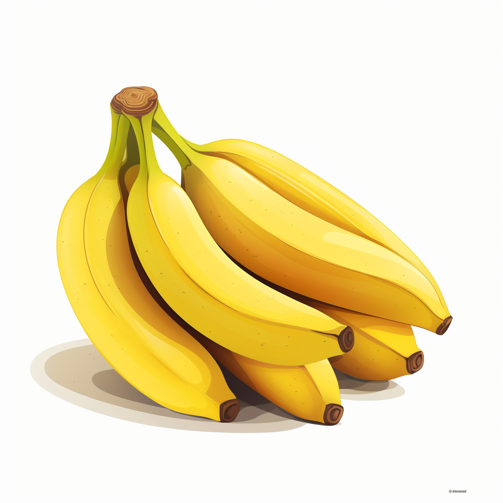 Minimalist bunch of bananas on white background