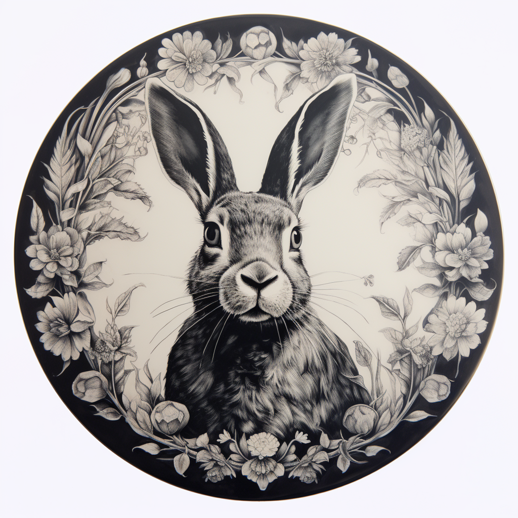 Bunny drawing on a plate