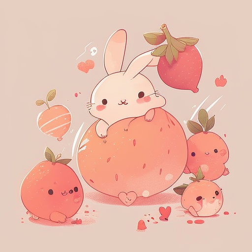 Adorable bunny surrounded by colorful fruits  ????